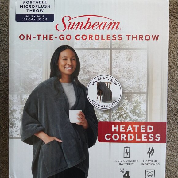 NEW Sunbeam On-The-Go Cordless Heated Throw - Picture 3 of 5